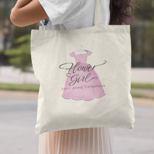 Rosa Blume Mädchen Niedliches Kleid Personalisiert Tragetasche