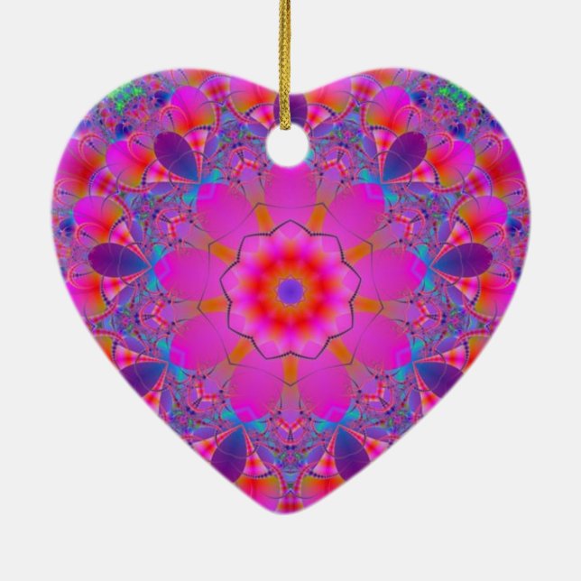 Rosa Blume Mandala Keramik Ornament (Hinten)