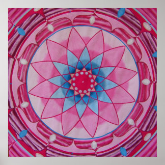 Rosa Blume Mandala Poster