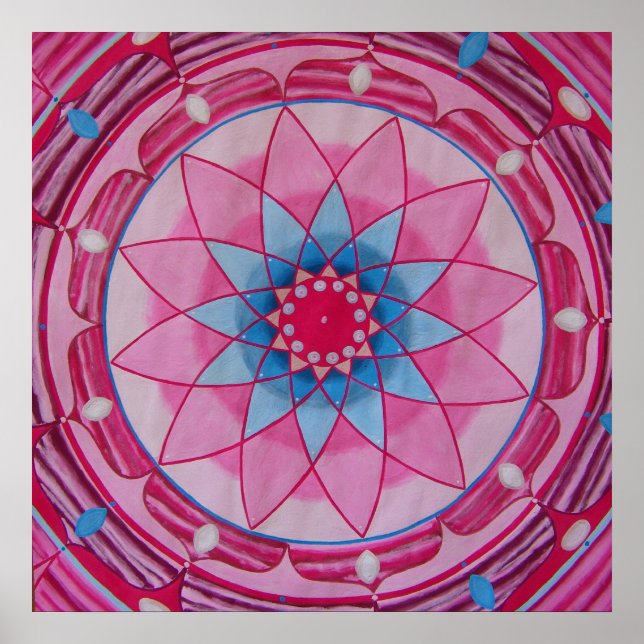 Rosa Blume Mandala Poster (Vorne)