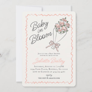 Rosa Blume Markt Farm Baby Dusche Einladung