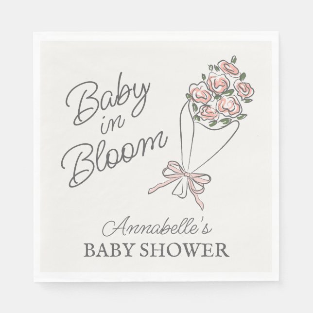 Rosa Blume Markt Frische Blumendusche Serviette (Vorderseite)