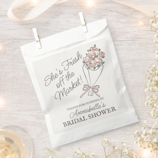 Rosa Blume Markt Frisches Brautparty Geschenktütchen (Ausgeschnitten)