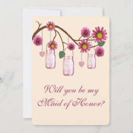 Rosa Blume Mason Jars Trauzeugin Card Einladung