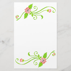 Rosa Blume mit grünem Weinstock Briefpapier