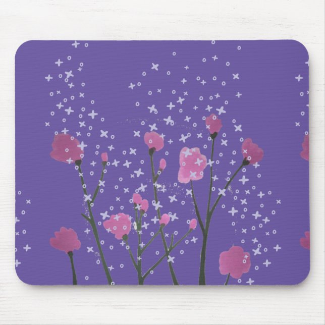 Rosa Blume mit Lila Hintergrund Mousepad (Vorne)