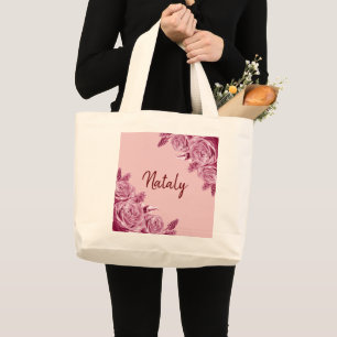 Rosa Blume mit Namen Jumbo Stoffbeutel