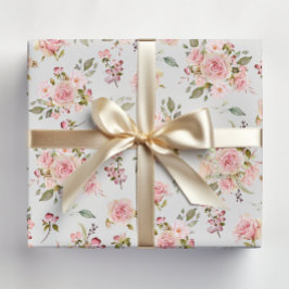 Rosa Blume mit rosa Wasserfarbe Muster Geschenkpapier Set
