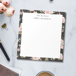 Rosa Blume mit rosa Wasserfarbe Muster Notizblock