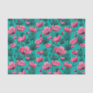 Rosa Blume mit türkisfarbenem Hintergrund Seidenpapier
