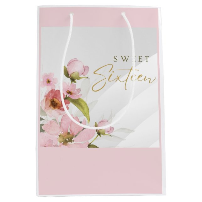 rosa Blume Mittlere Geschenktüte (Vorderseite)