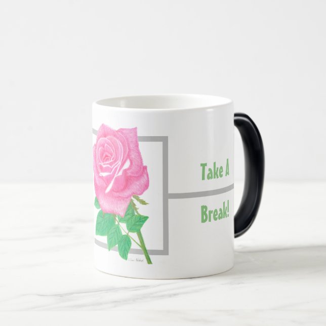 Rosa Blume Morphing Tasse (VorderseiteRechts)