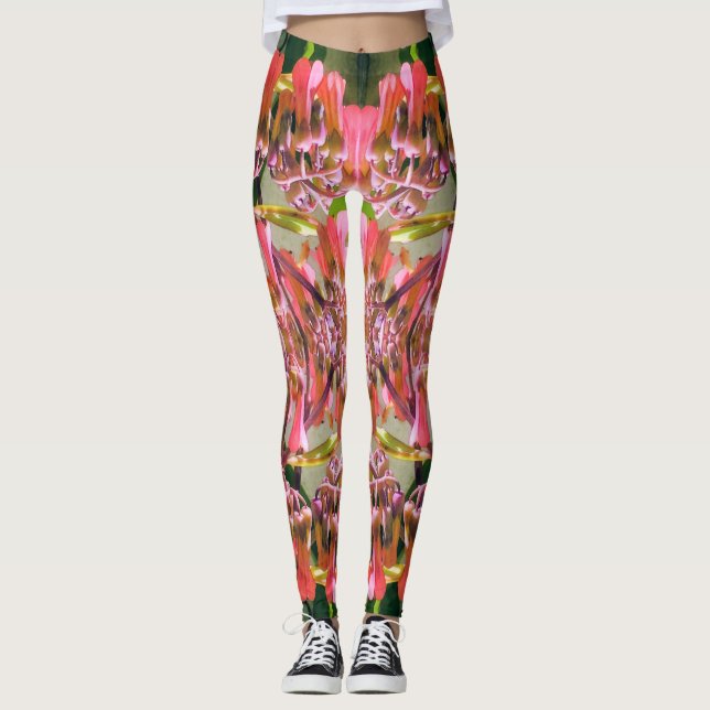 rosa Blume Muster Leggings (Vorderseite)
