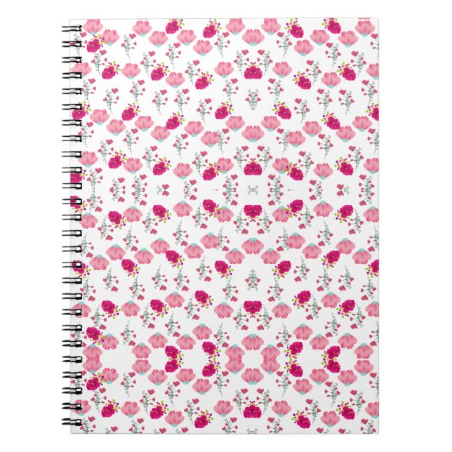 rosa Blume Muster Notizblock (Vorderseite)