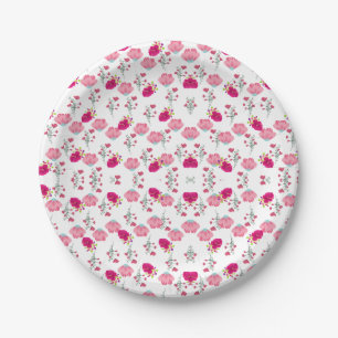 rosa Blume Muster Pappteller