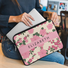 Rosa Blume, Muster von Blume, Ihr Name Laptopschutzhülle