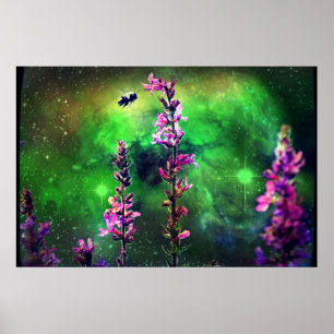 Rosa Blume n Begegnung mit dem Weltposter Poster