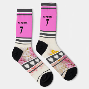 Rosa Blume- Name Nummer Socken