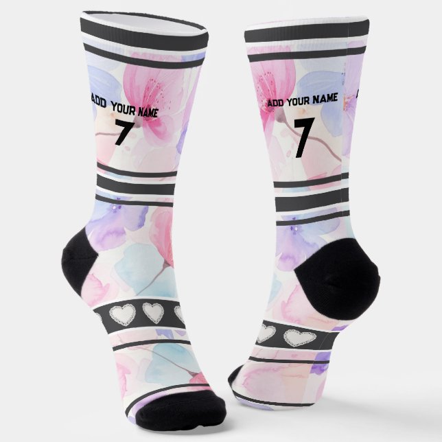 Rosa Blume - Name Nummer Socken (Gewinkelt)