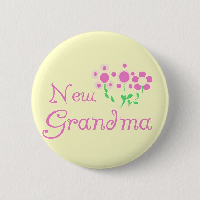 Rosa Blume Neue Oma Tshirts und Geschenke Button (Vorderseite)