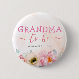 Rosa Blume Niedlich Oma to Be Baby Dusche Button