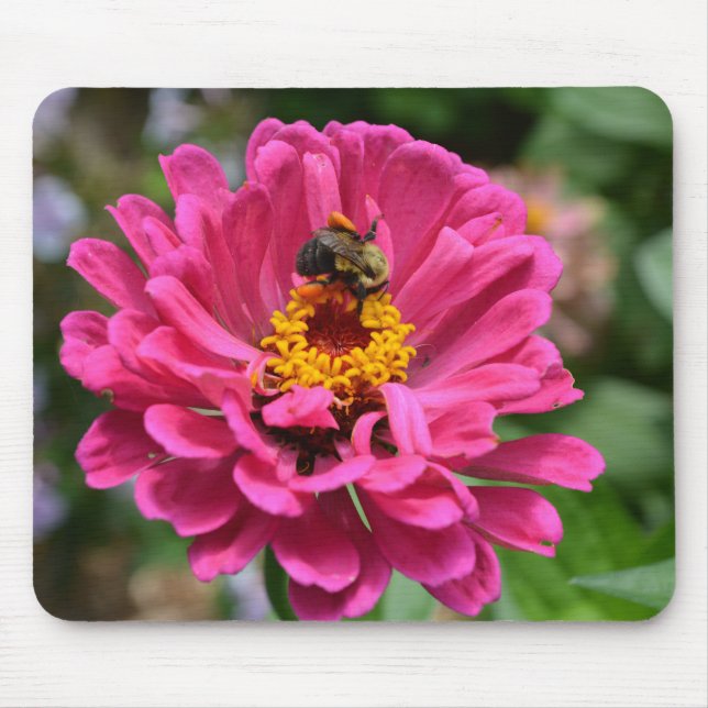 Rosa Blume niedliche Biene Mousepad (Vorne)