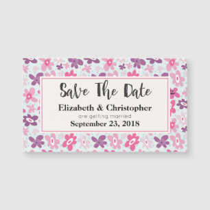 Rosa Blume Niedliches Muster Save the Date Magnetkarte