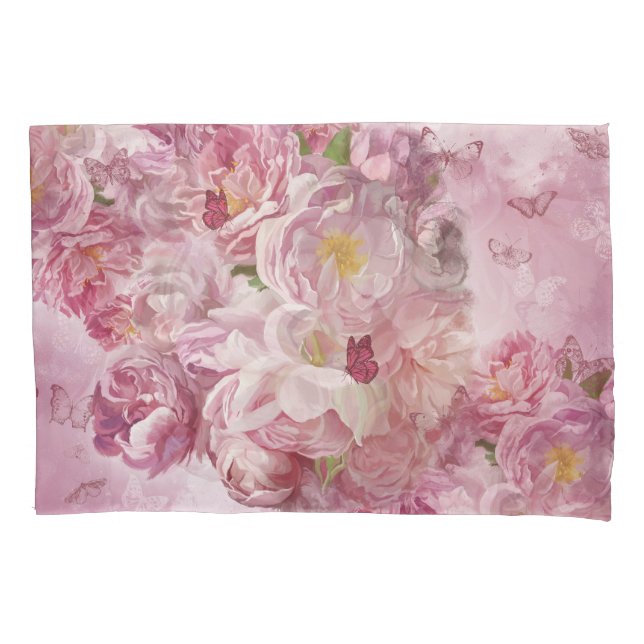 Rosa Blume Ölgemälde: zart Kissenbezug (Vorderseite)
