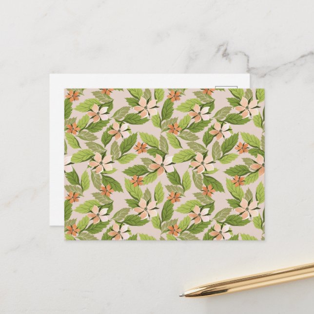 Rosa Blume, orange Blume, Muster von Blume Postkarte (Vorderseite/Rückseite Beispiel)
