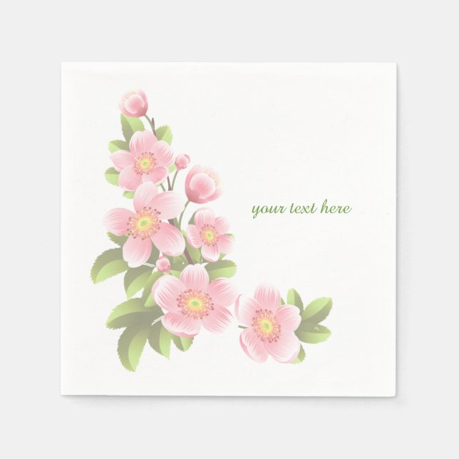 Rosa Blume Papier Napkin Set Serviette (Vorderseite)