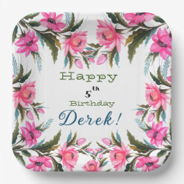 Rosa Blume Pappteller