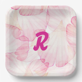 Rosa Blume Party Pappteller