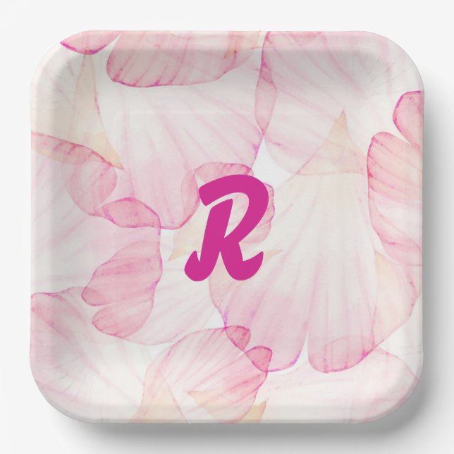 Rosa Blume Party Pappteller (Vorderseite)