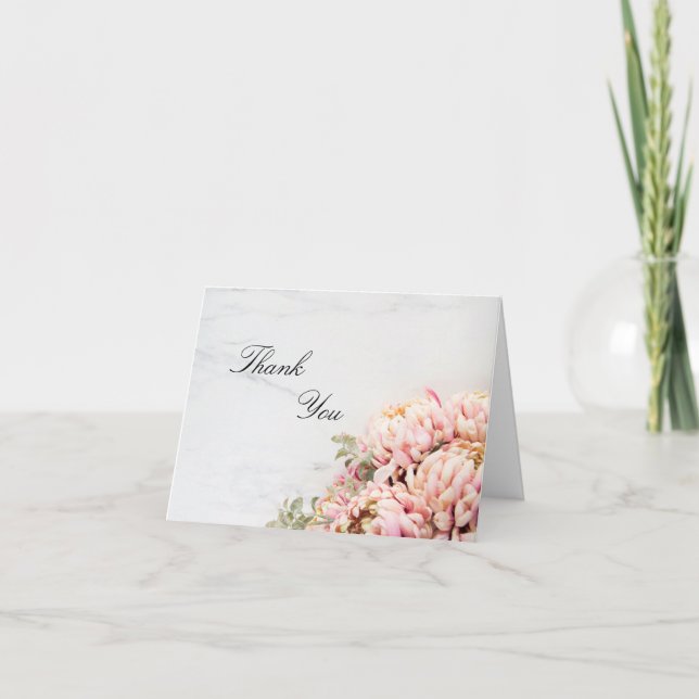 Rosa Blume Personalisiert Danke Karte (Vorderseite)