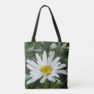 Rosa Blume personalisiert mit Name Braun & Datum Tasche