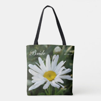 Rosa Blume personalisiert mit Name Braun & Datum Tasche
