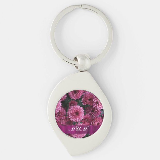 Rosa Blume personalisiert Mutter Schlüsselanhänger (Vorderseite)