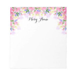Rosa Blume Personalisiert Notizblock