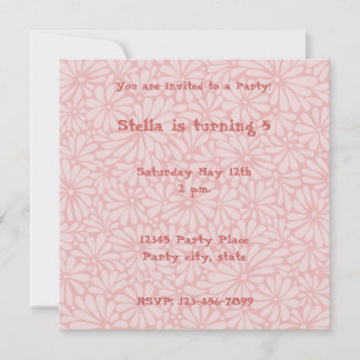 Rosa Blume Personalisierte Einladung