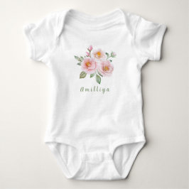 Rosa Blume Personalisierter Name Niedlich Morden Baby Strampler