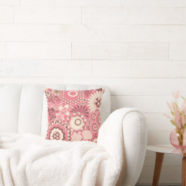 Rosa Blume/Polka-Punkte | Decorativer Kissen