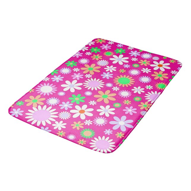 Rosa Blume Power Badematte (Schrägansicht)