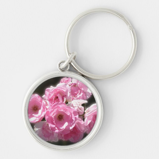 Rosa Blume Premium Runder Schlüsselanhänger (Vorne)