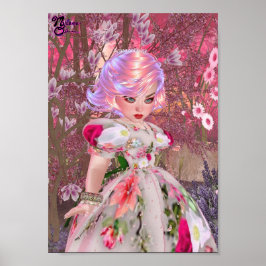 Rosa Blume Prinzessin mit Magnolias Portrait Kunst Poster