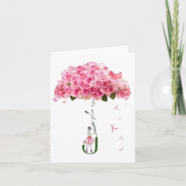 Rosa Blume Ribbon Brustkrebs Sensibilisierungskamp Karte (Vorderseite)