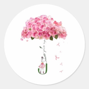 Rosa Blume Ribbon Brustkrebs Sensibilisierungskamp Runder Aufkleber