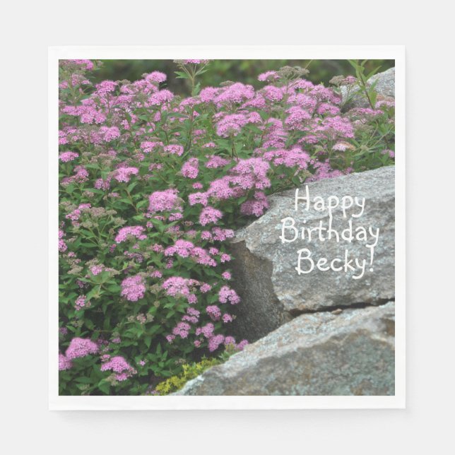 Rosa Blume Rock Garden Serviette (Vorderseite)