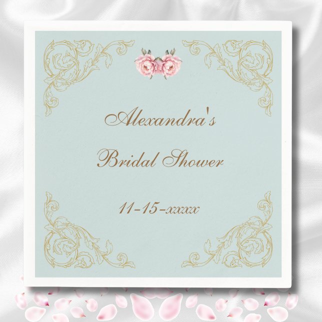 Rosa Blume Rokoko Vintag Peony Brautparty Serviette (Von Creator hochgeladen)