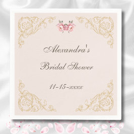 Rosa Blume Rokoko Vintag Peony Brautparty Serviette