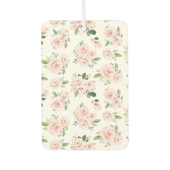 Rosa Blume, rosa Rosen, Aquarellfarben-Blume Autolufterfrischer (Vorderseite)